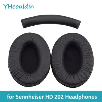 YHcouldin Substituição Almofadas de Ouvido de Ajuste para o Sennheiser HD 202 Fones de ouvido com Fio ao Longo de Ouvido Fone de ouvido HD202 Preto de Couro, Almofadas de Ouvido