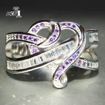 YaYI Jóia da Princesa Corte 3.9 CT Branco Zircão Cor de Prata Anéis de Noivado casamento Coração Anéis de Meninas Partido Anéis Presentes