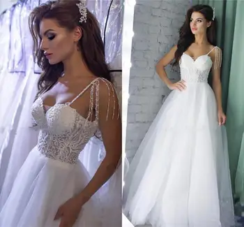 YiMinpwp Vestidos de Noiva Branco 2020 Espaguete sem encosto Beading Lace Sexy Vestidos de Noiva свадебные платья vestidos de noiva