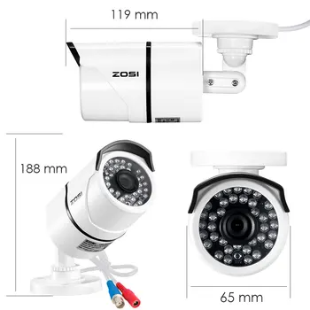 ZOSI 1080p 16CH Sistema de Vigilância de Vídeo com 16pcs de 2.0 MP de Visão Noturna Exterior/Interior Home Câmeras de Segurança 16CH CCTV DVR Kit