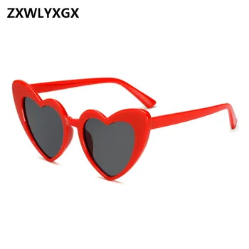 ZXWLYXGX 2018 Nova Moda Coração de Amor Óculos de sol das Mulheres bonito sexy retro Olho de Gato Vintage hotéis baratos de Óculos de Sol feminino vermelho