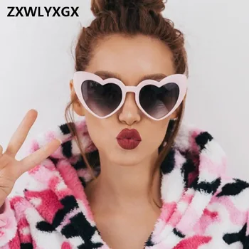 ZXWLYXGX 2018 Nova Moda Coração de Amor Óculos de sol das Mulheres bonito sexy retro Olho de Gato Vintage hotéis baratos de Óculos de Sol feminino vermelho