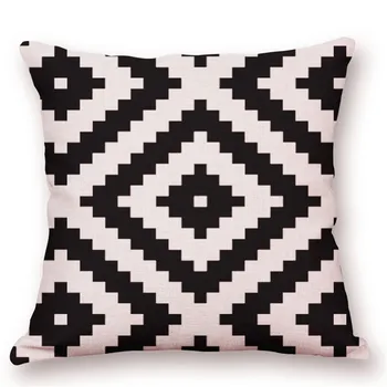 ZXZXOON Preto-e-Branco (bege) geométrica roupa de cama de algodão fronha têxteis lar sofá de casa, capa de almofada capa de almofadas 45x45