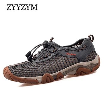 ZYYZYM Homens Casuais Sapatos de Malha Sapatos de Verão Para Homens Adultos Respirável Luz ao ar livre, Andando de Moda Tênis Calçado de EUR 38-45