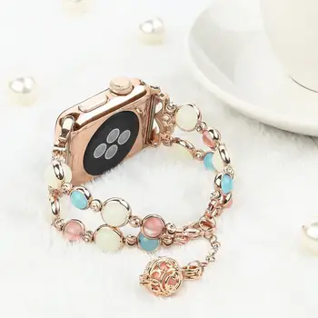 Ágata, Alça Para apple faixa de relógio de 40mm 44mm Fácil ajustar a correia do pulso Luminoso perla o bracelete iwatch série 3 4 5 SE 6 42MM 38MM