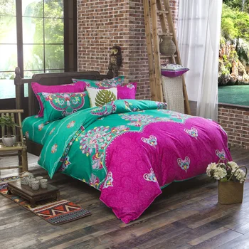 étnica flor boêmio de capa de edredão conjunto único de casal king queen cama de casal com roupa de cama conjunto