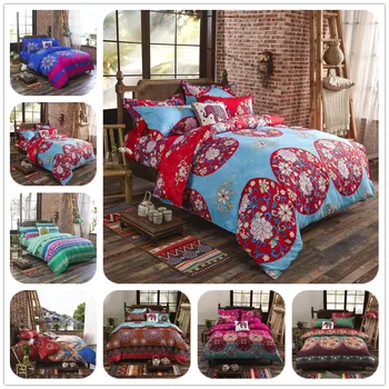 étnica flor boêmio de capa de edredão conjunto único de casal king queen cama de casal com roupa de cama conjunto
