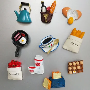 ímãs de geladeira de Alimentos frigorífico magnético colar ovo pão de simulação estéreo, frigorífico colar mensagem ímã botão 3d criativo